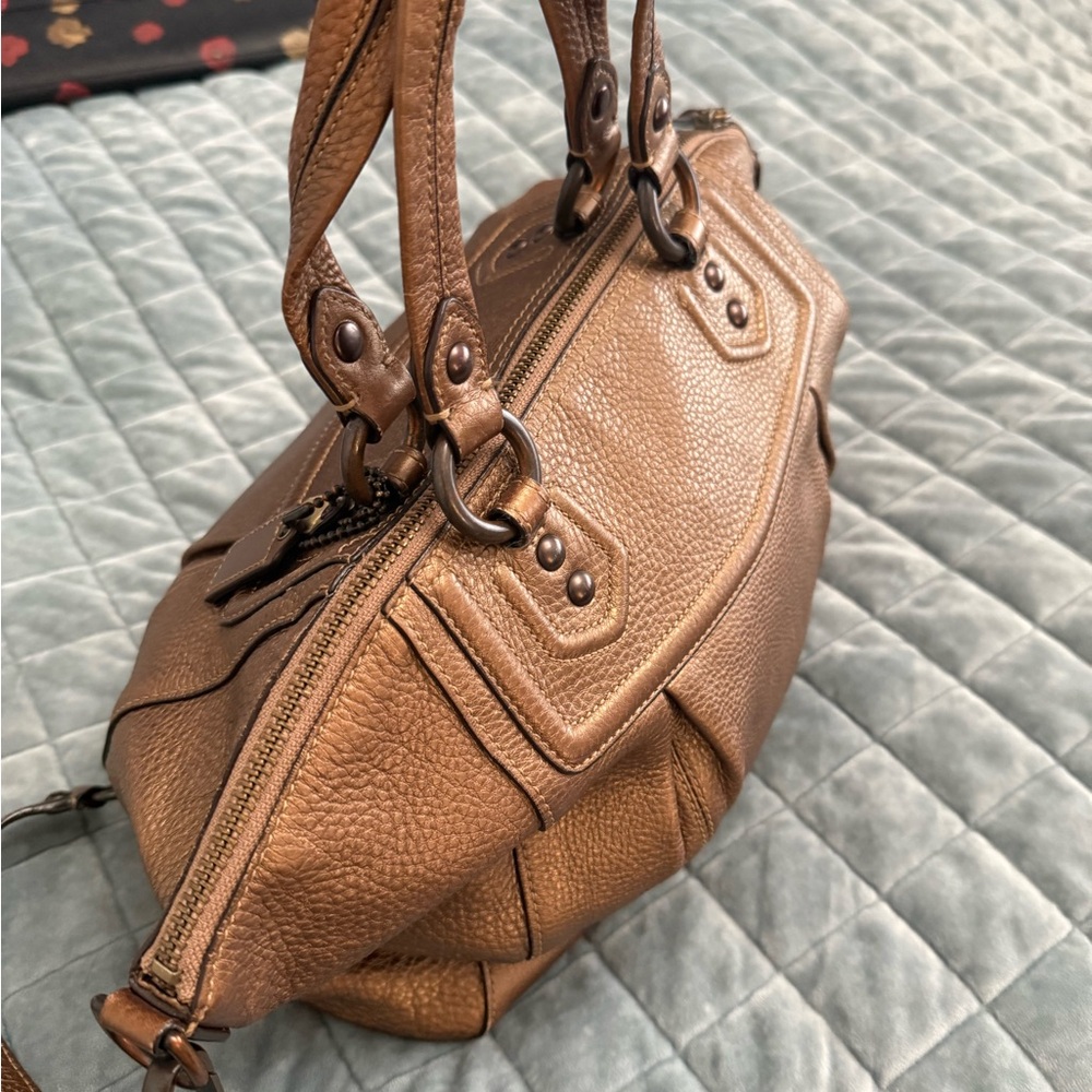 Coach Metallic Brown Leather Satchel - Picture 2 of 8